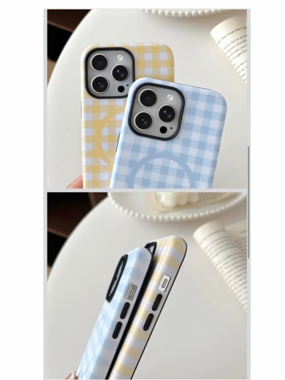 Blue Gingham MagSafe iPhone Case